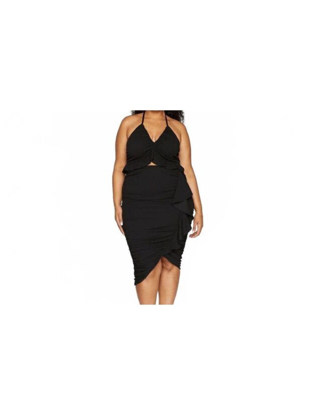 Fashion to Figure Black Halter Crop Top Y2K Plus Size 4X